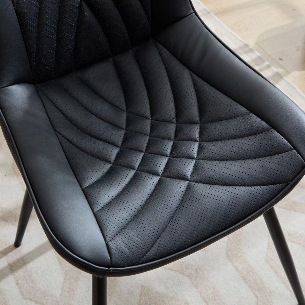 Sedie da pranzo, set da 2, sedie ergonomiche da cucina con rivestimento in similpelle PU traforata traspirante e trapuntatura 3D artistica, robuste ga