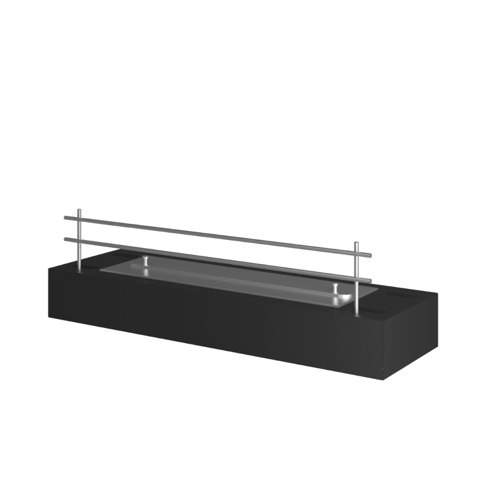 Bruciatore a bioetanolo inserto da appoggio nero opaco in inox 60cm con griglia