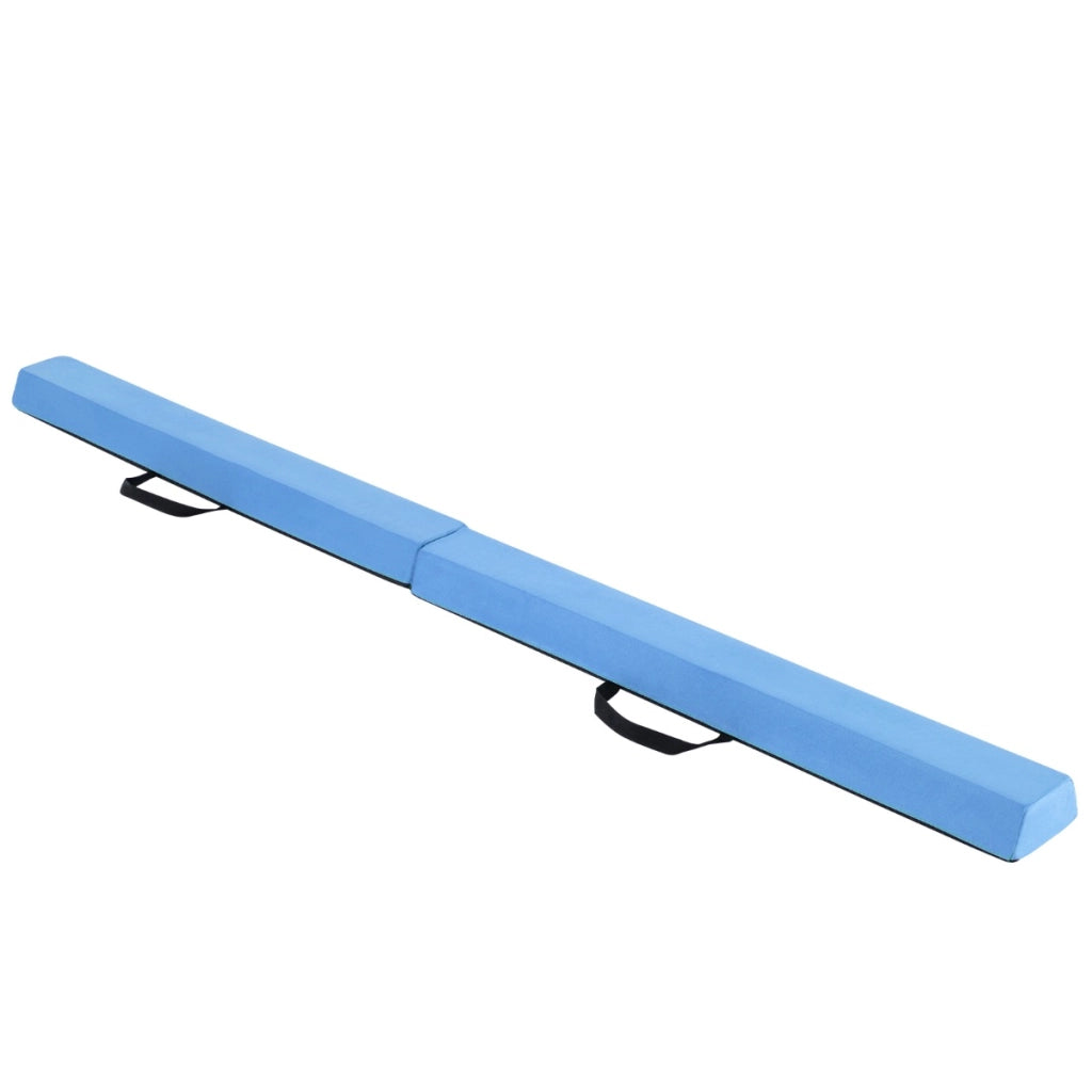Trave di equilibrio pieghevole con copertura in suede rimovibile e fondo antiscivolo-Trave di ginnastica da 210 cm per bambini Blu