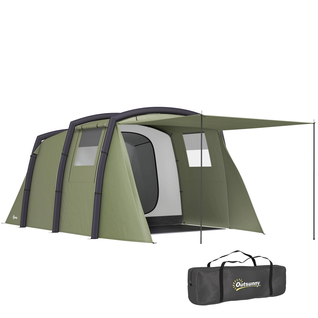Tenda da Campeggio Tunnel Gonfiabile 3-6 Persone ¨C Xylo ¨C Con Veranda Finestre a Rete Verde Oliva