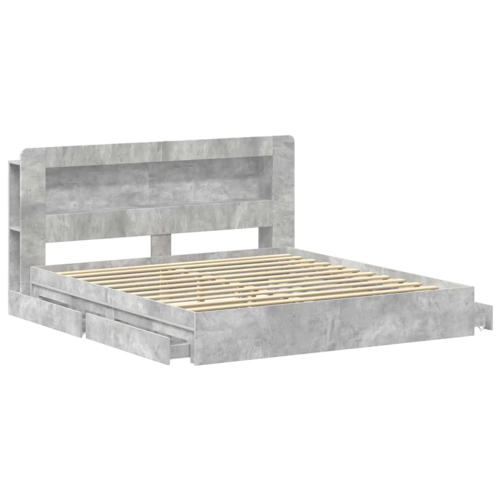 Telaio del letto con storage Grigio Cemento 200 x 200 cm 3433691