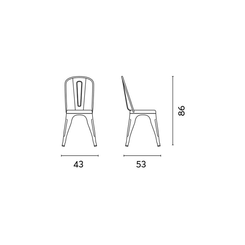 Set Di 4 Sedie Lamiera Impilabile Silver Moia