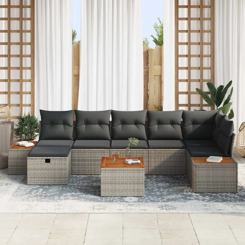 Set Divano da Giardino con cuscino 8 pcs Grigio polyrattan