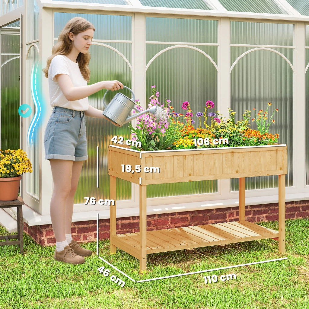 Orto Urbano da Giardino ¨C Xylo ¨C Legno Naturale con Ripiano 110x46x76 cm