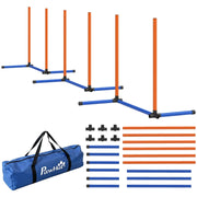 Set di agility per cani, equipaggiamento di agility in 3 pezzi con pali da slalom, borsa per il trasporto, set di allenamento per cani di tutte le