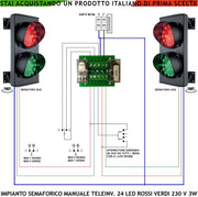 Semaforo Esterno Garage 24 Led Rossi e 24 Led Verdi Lente Ø 124 mm Orientabili 180° Alimentazione 230 V 3 W IP65 Funzioni Teleinvertitore Interbloccato 230 V Comando da Operatore Controllo Parcheggio