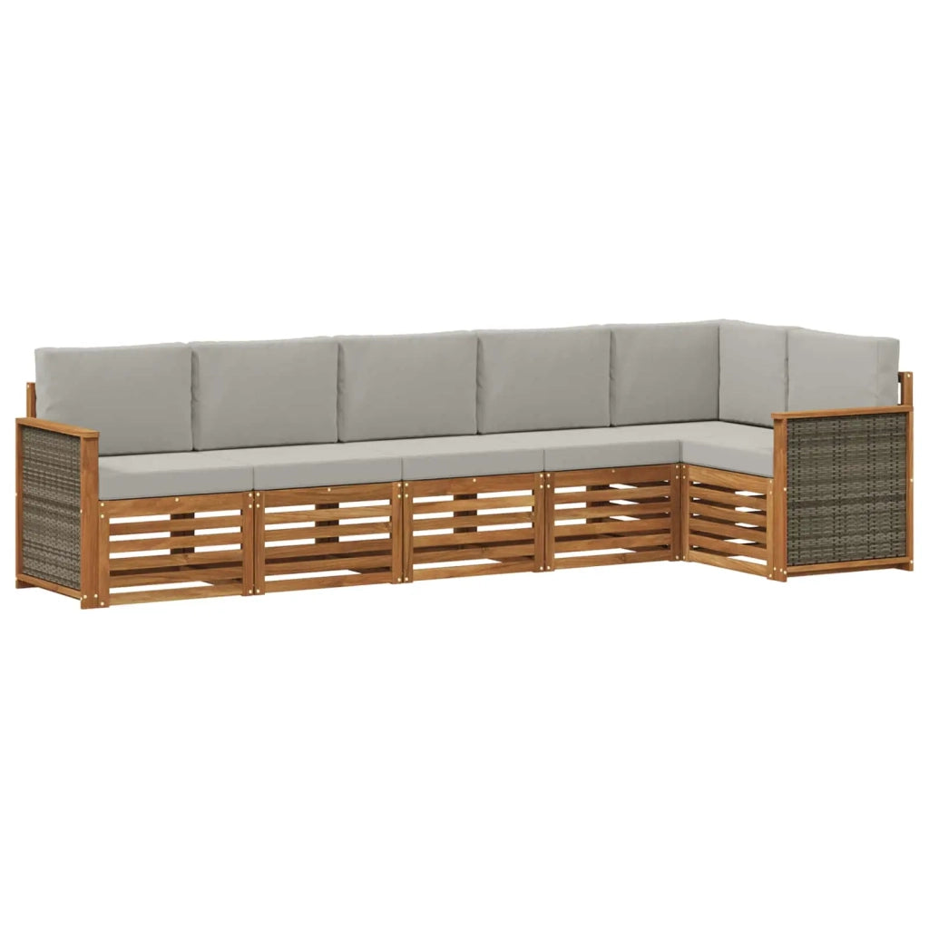Set di divani da esterno 5 pz Naturale e Grigio Chiaro 3384407