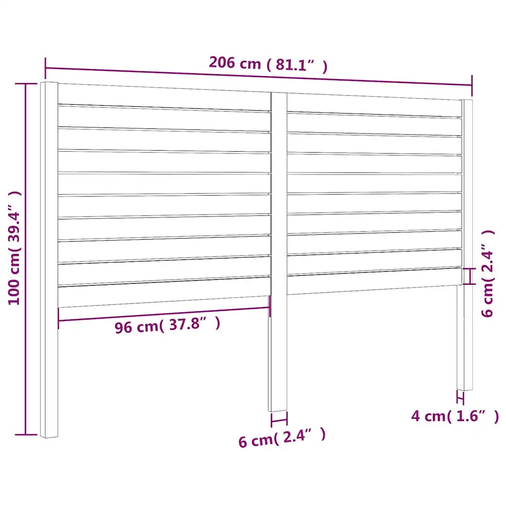 Testiera per Letto-Testata-Testiera Decorativa 206x4x100 cm in Legno Massello di Pino 796463