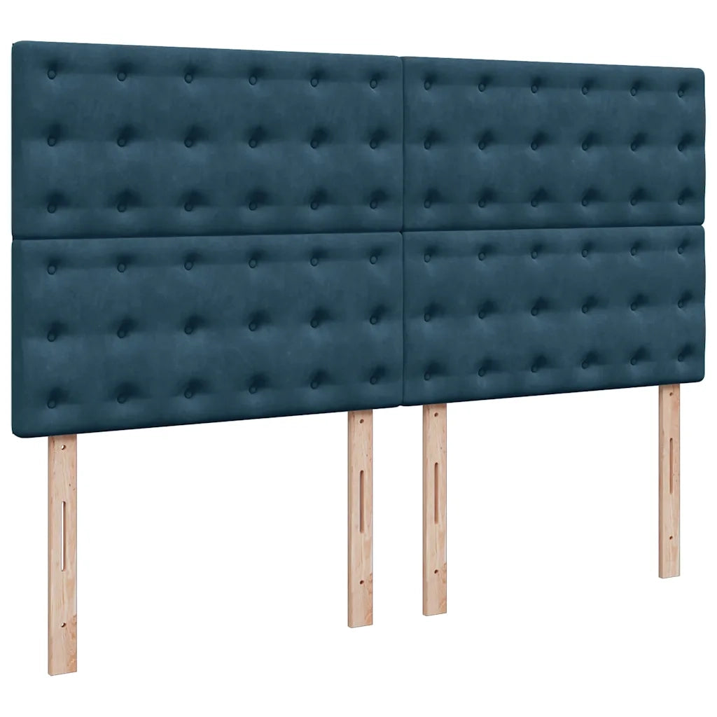 Giroletto a Molle con Materasso Blu 200x200 cm in Velluto