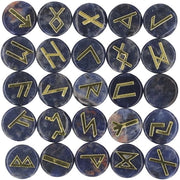 Set di Rune - 25 Pietre - Incise con Lettere d'Oro - Cristallo Naturale - Spirituale - Ideale per Amici - Pietre di Rune