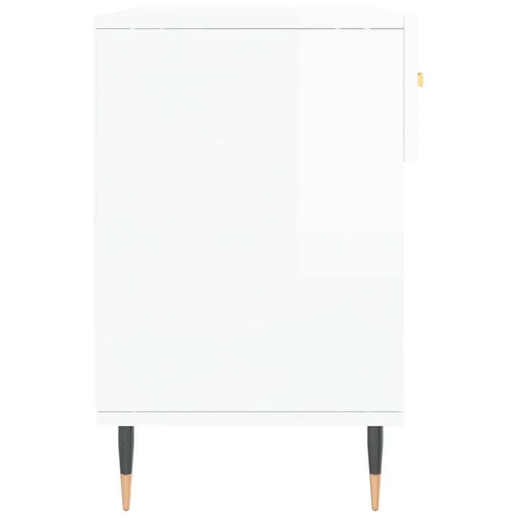 Panca Porta Scarpe Bianco Lucido 102x35x55 cm Legno Multistrato 829718