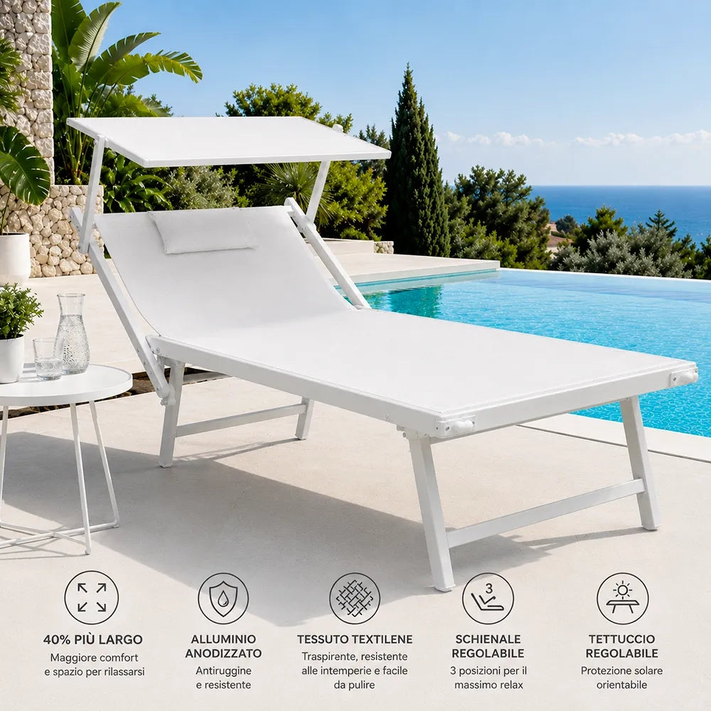 Lettino Mare L-Mediterraneo PLUS - Bianco