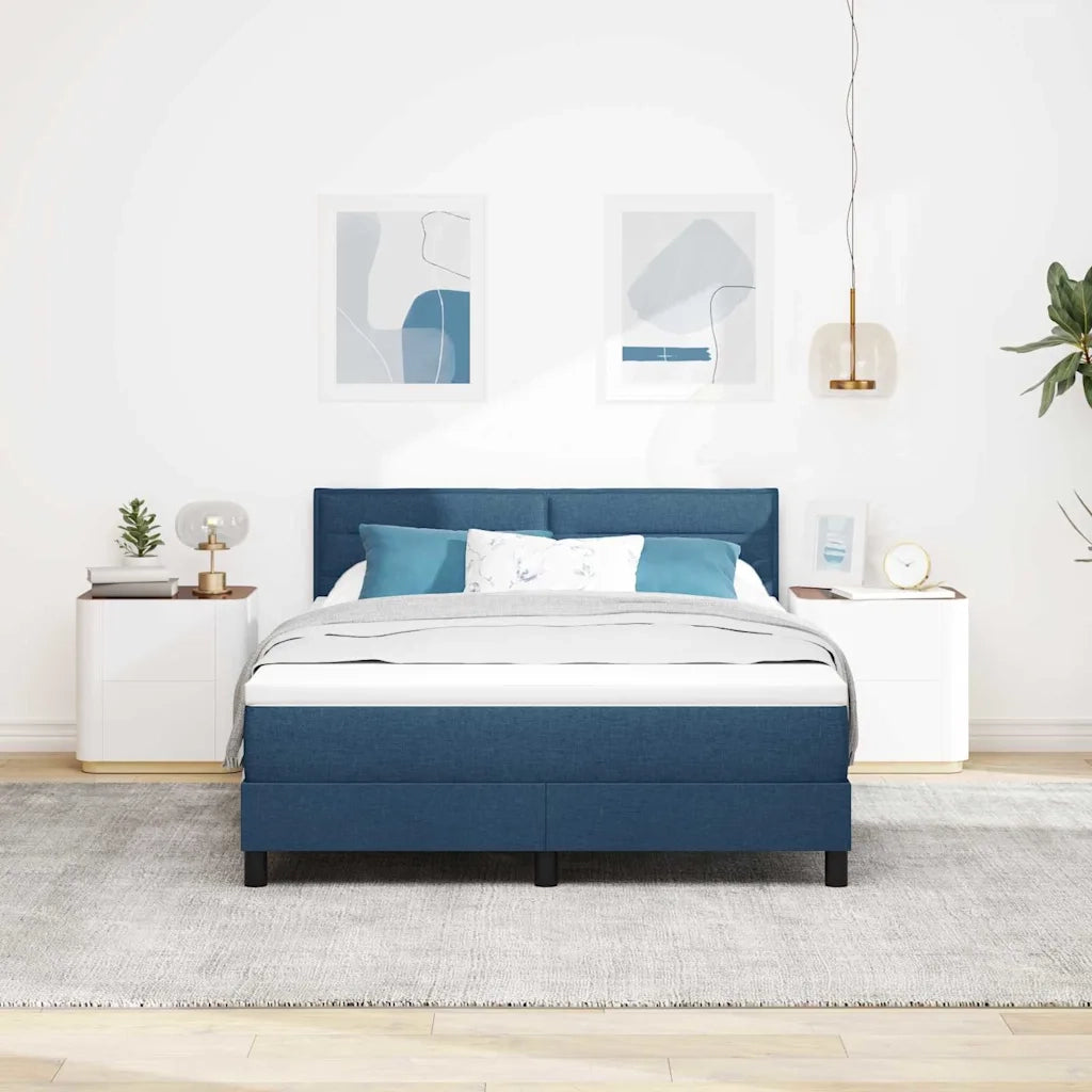 Letto a molle con testiera Blu 140 x 190 cm Tessuto 3338614