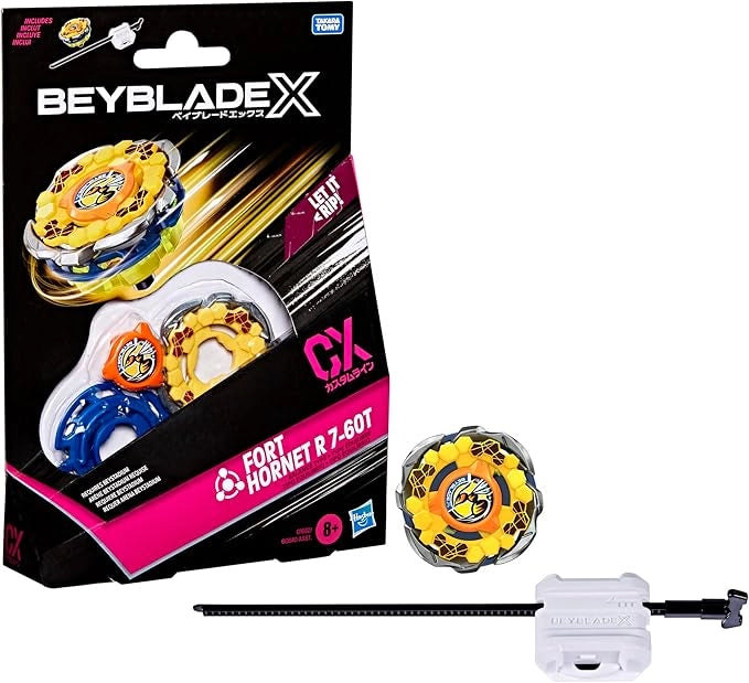 Beyblade X, Set Starter Pack Fort Hornet R 7-60T CX con Trottola e Lanciatore,Hasbro, Eta 8+