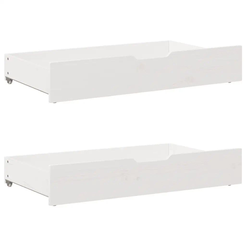 Giroletto con Cassetti Bianco 120x190 cm Legno Massello di Pino
