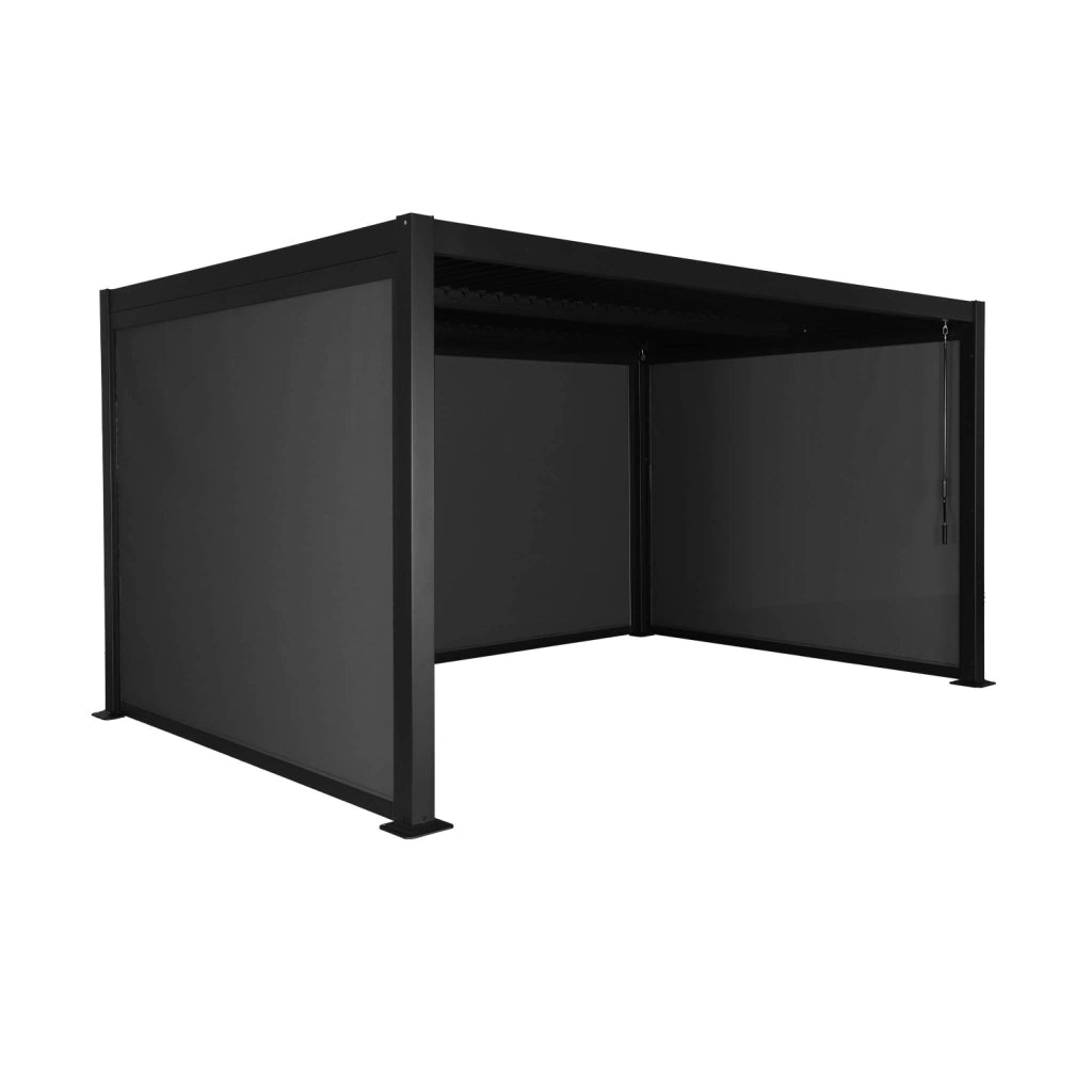 Pergola bioclimatica 3x4m in alluminio e acciaio +  2 tende 3m + 1