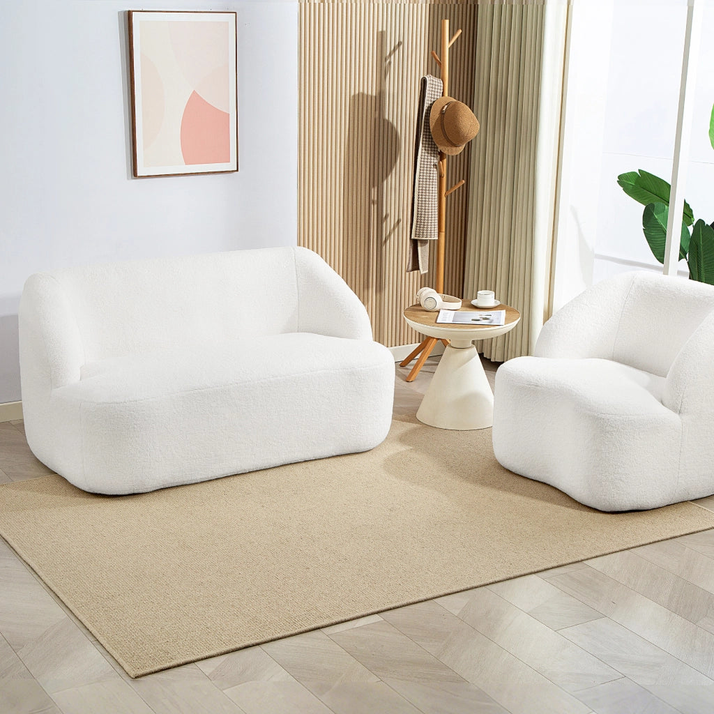 Divano 2 posti in borreguito ¨C Xylo ¨C Curvo trapuntato crema 142 cm
