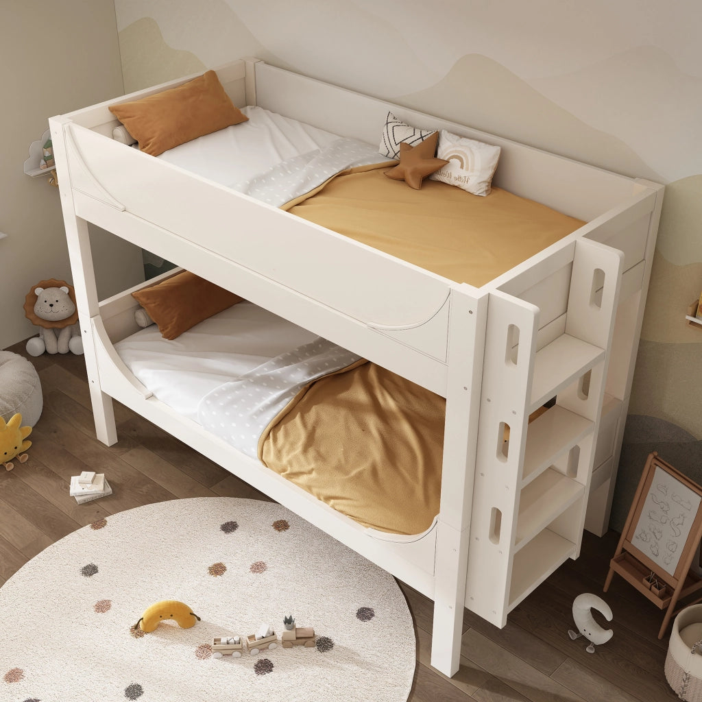 LETTO a castello separabile 90x200 cm bianco legno e metallo con scala reversibile