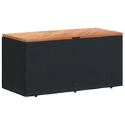 Contenitore Giardino Nero 110x50x54cm Polyrattan e Legno Acacia CFW8343140