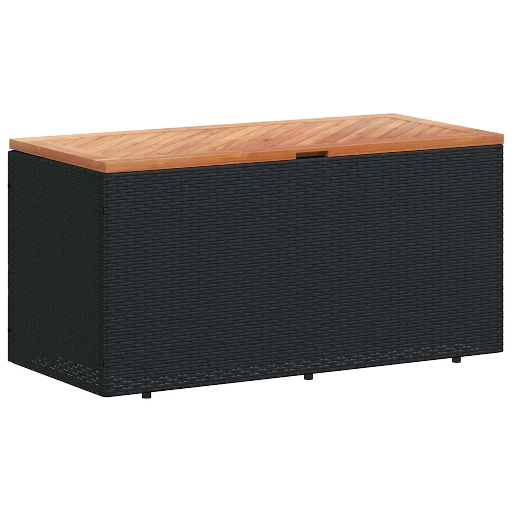 Contenitore Giardino Nero 110x50x54cm Polyrattan e Legno Acacia CFW8343140