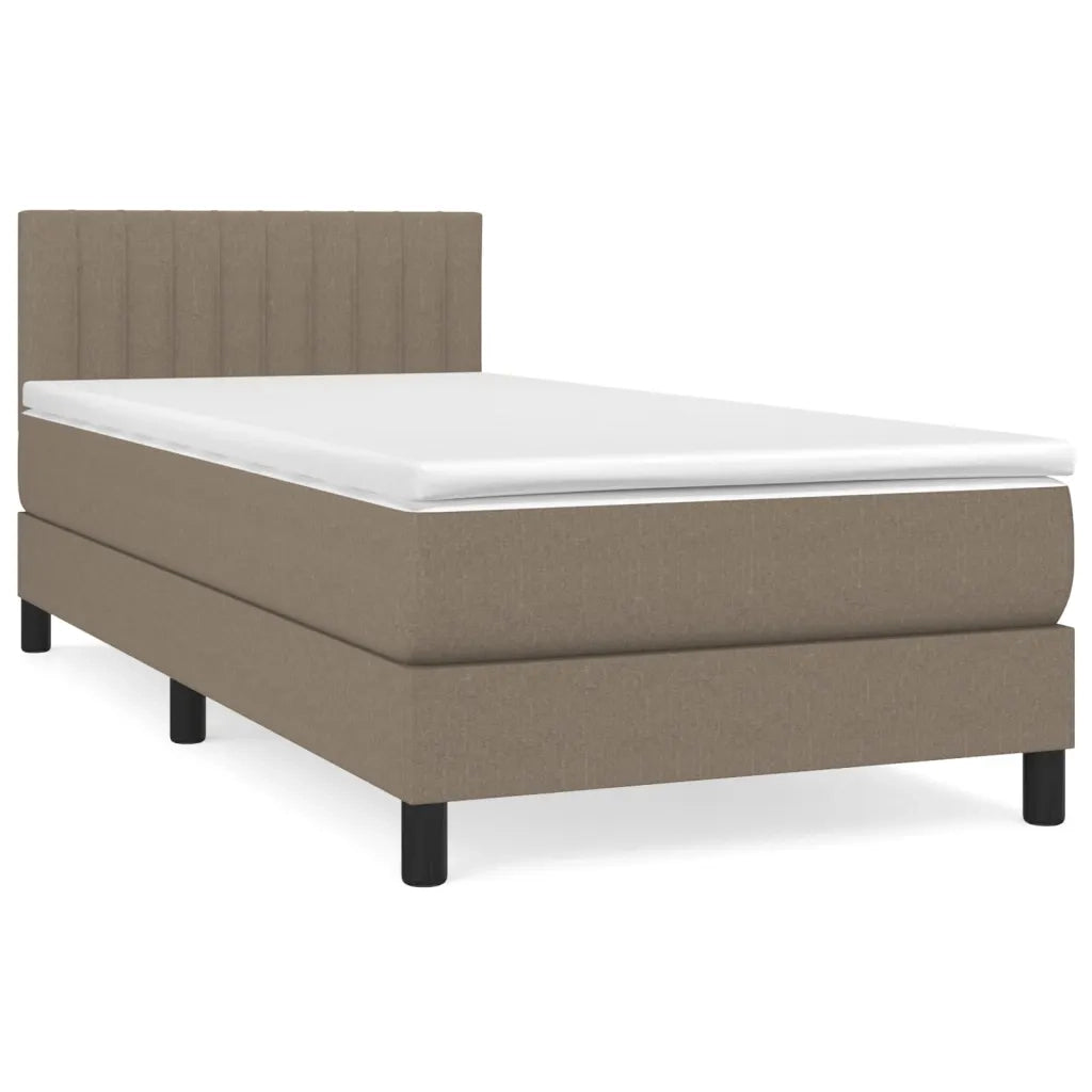 Letto singolo | Letto per adulti | Giroletto a Molle con Materasso Tortora 90x190 cm in Tessuto