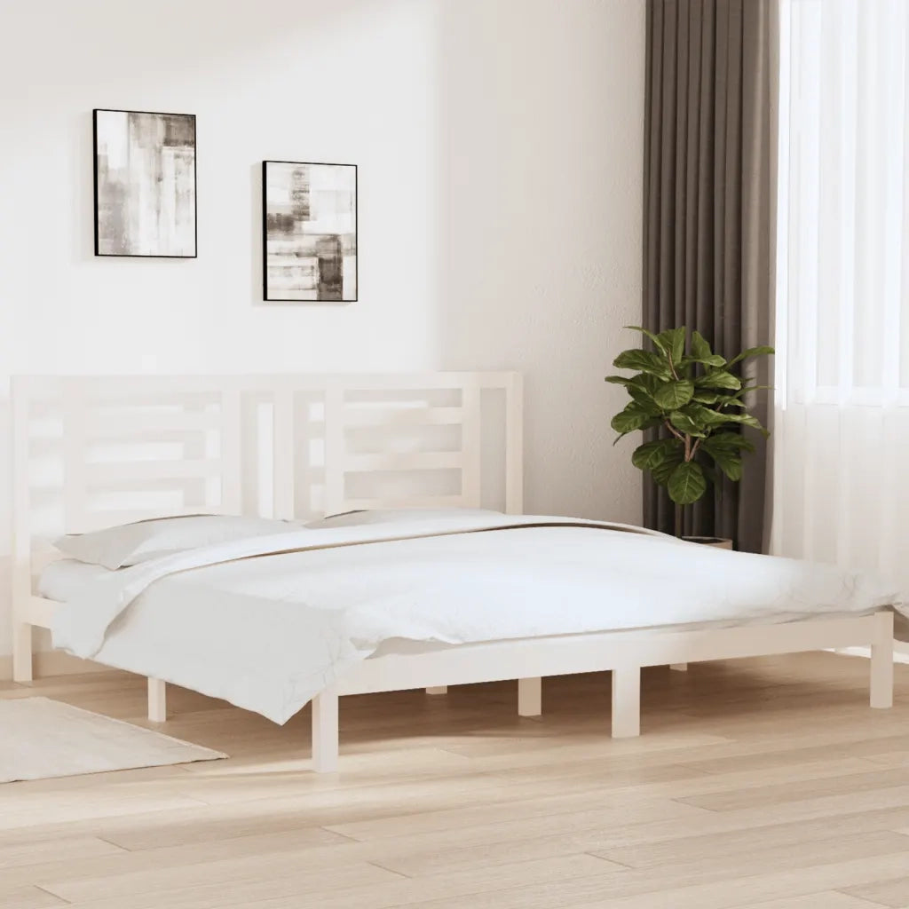 Letto matrimoniale | Letto per adulti | Giroletto senza Materasso Bianco 200x200 cm Legno Massello Pino