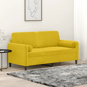 Divano a 2 Posti con Cuscini-Sofa 2 Posti con Cuscini Giallo 140 cm in Velluto 961196