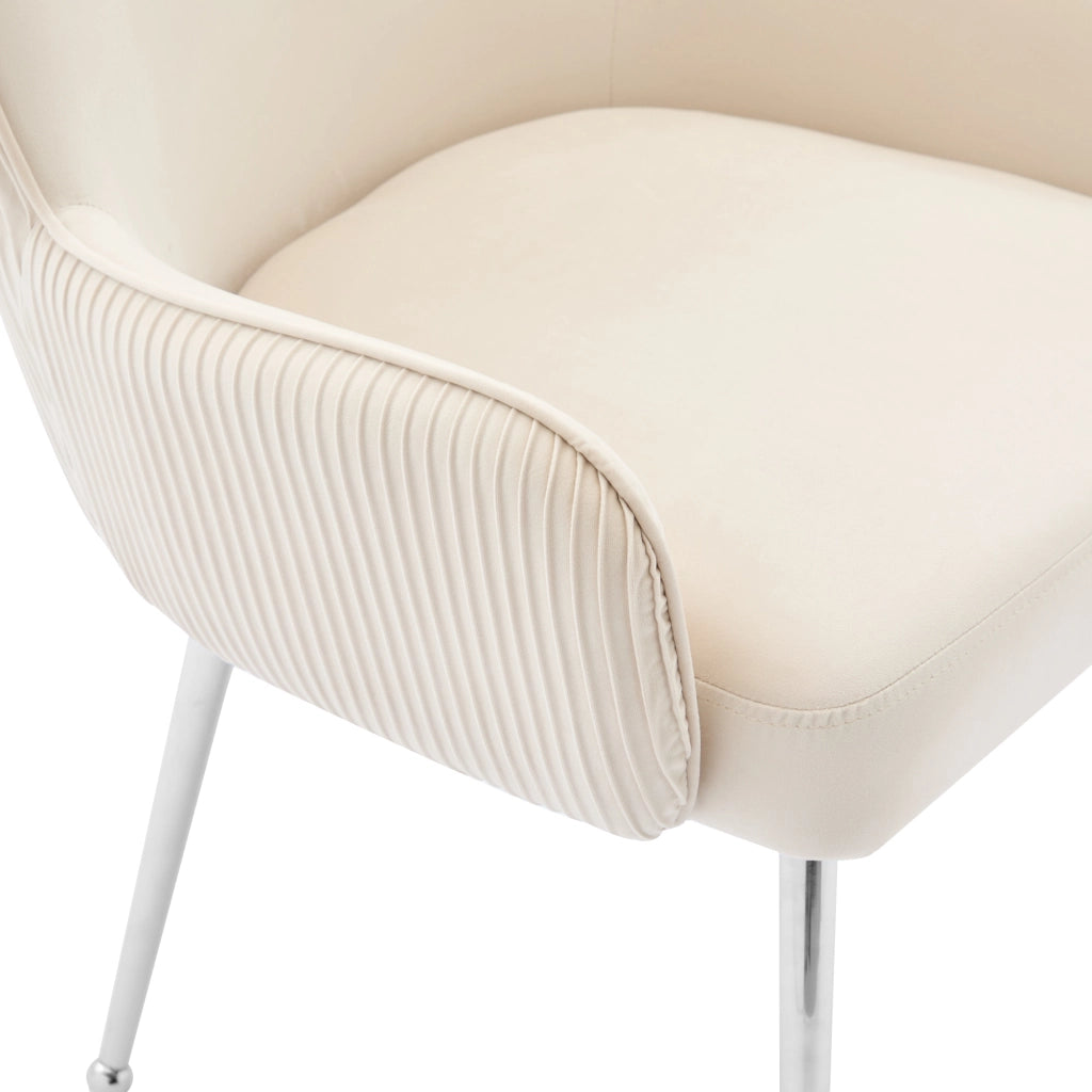 Sedia da pranzo 6 pezzi con braccioli e supporto lombare, in velluto, Beige