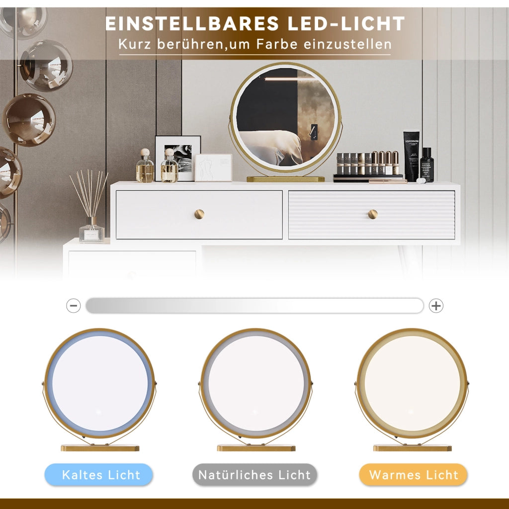 TOELETTA con specchio LED 100x40 cm Bianco