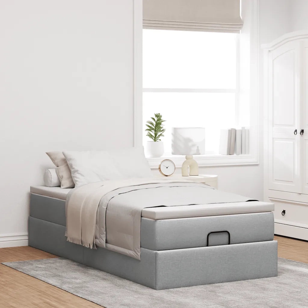 Struttura Letto Pouf con Materasso-Giroletto 80x200 cm in Tessuto
