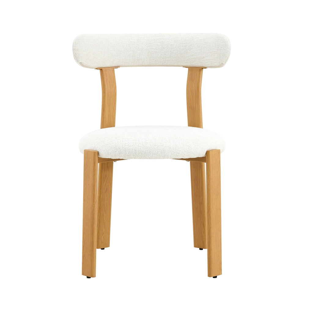 Set di 2 sedie, rivestite in tessuto boucl¨¦ traspirante bianco, schienale ergonomico, gambe robuste con piedini antiscivolo, altezza circa 79 cm, solo