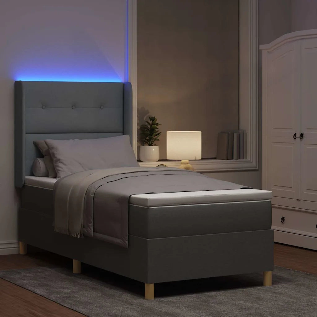 Letto a molle con materasso Grigio chiaro 140 x 200 cm Tessuto