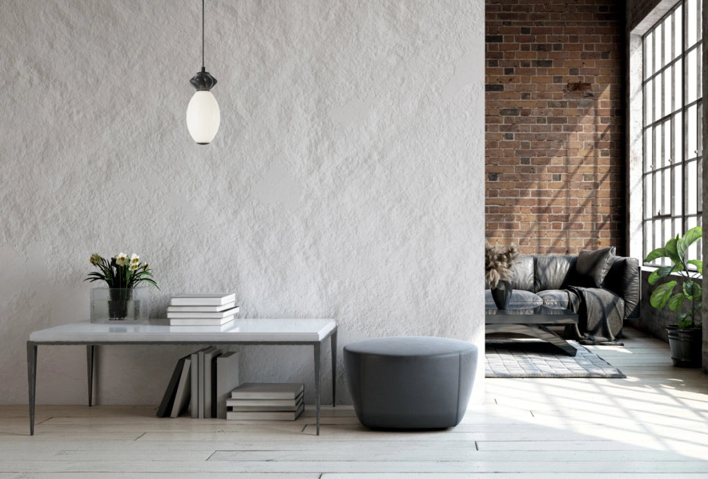 Sospensione Art Déco nera vetro ovale LED 7W Italux