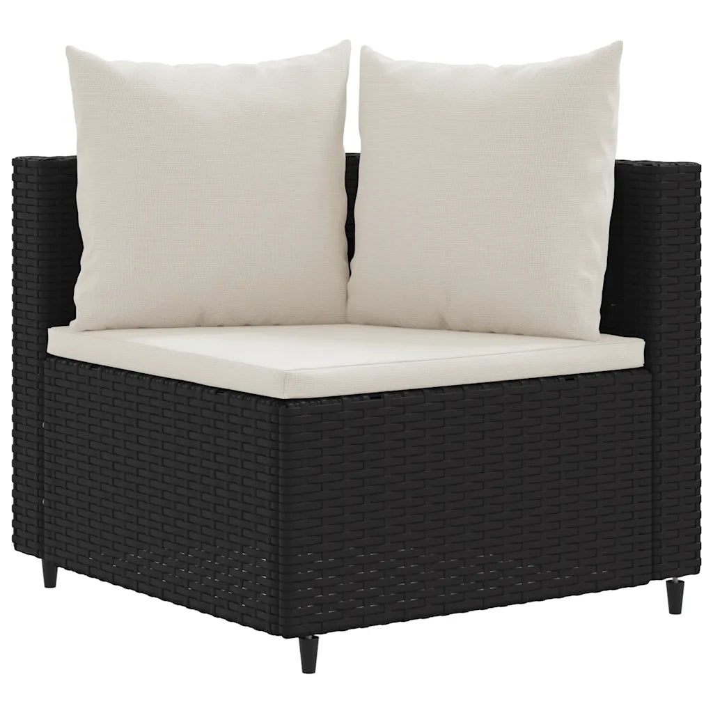 Set Divani da Giardino 3 pz con Cuscini in Polyrattan Nero