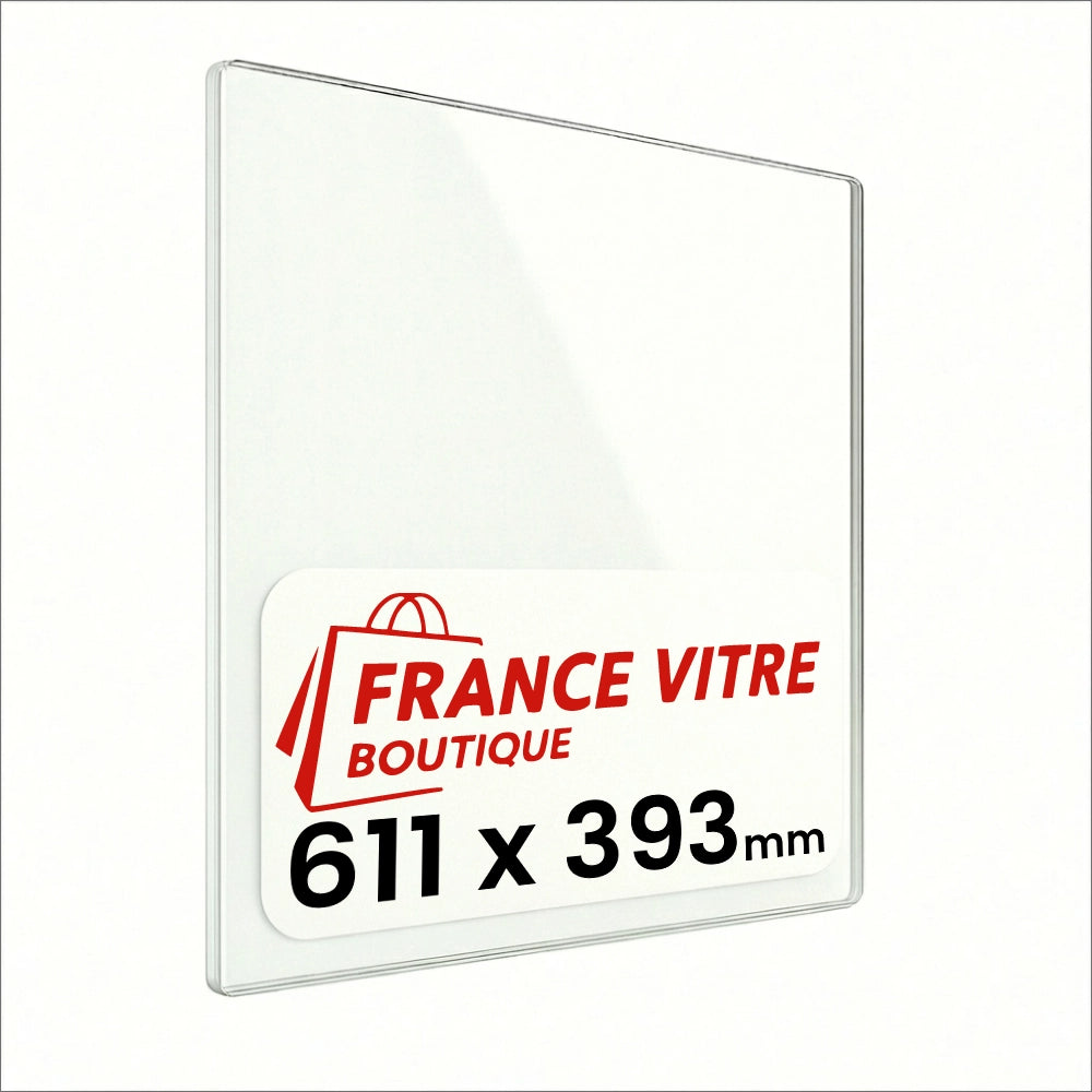 611 x 393 x 4 mm - Vetro per stufa a legna - vetro camino di ricambio - vetro per caminetto resistente al fuoco - France Vitre