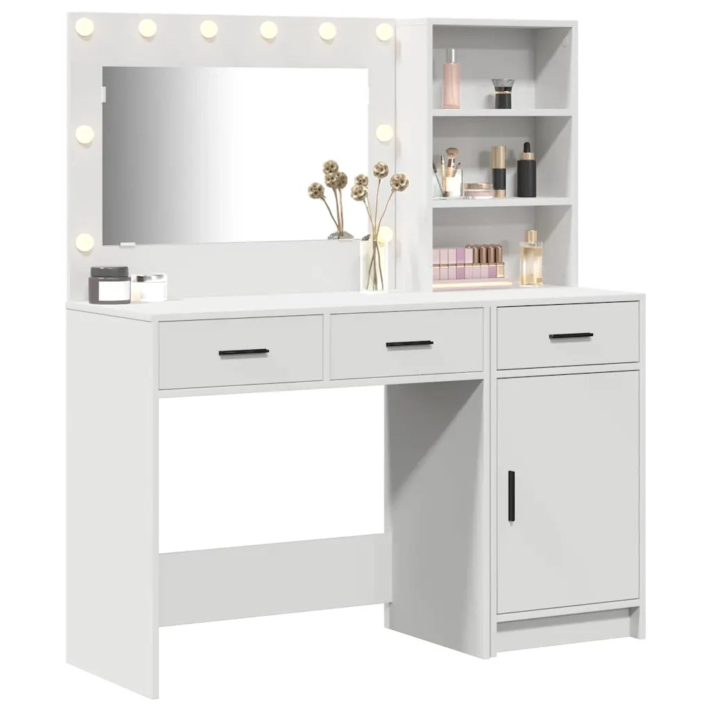 Toeletta | Tavolo da Trucco con cassetto 2 pz Bianco Legno multistrato