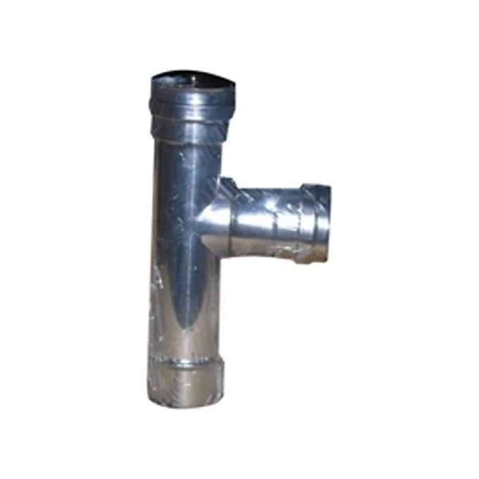 ALA B0129466 Gomito T Inox F-F 8 mm AISI 316L Finitura Lucida per Stufe a Pellet colore Acciaio