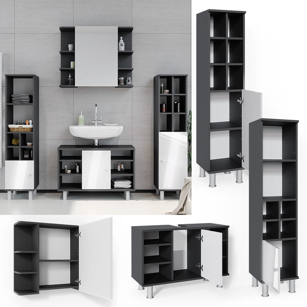 Vicco Set mobili bagno Antracite 4 parti