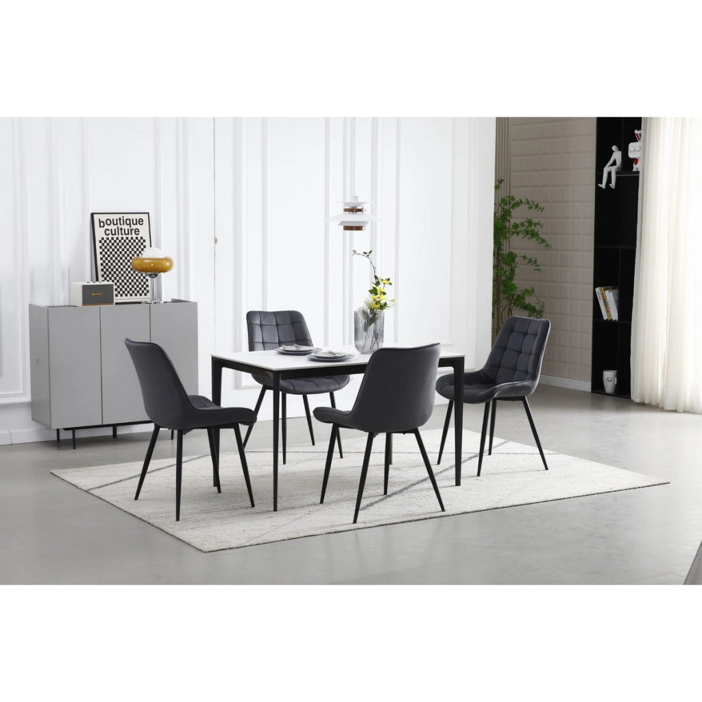 Sedia Bera in velluto grigio scuro e metallo nero