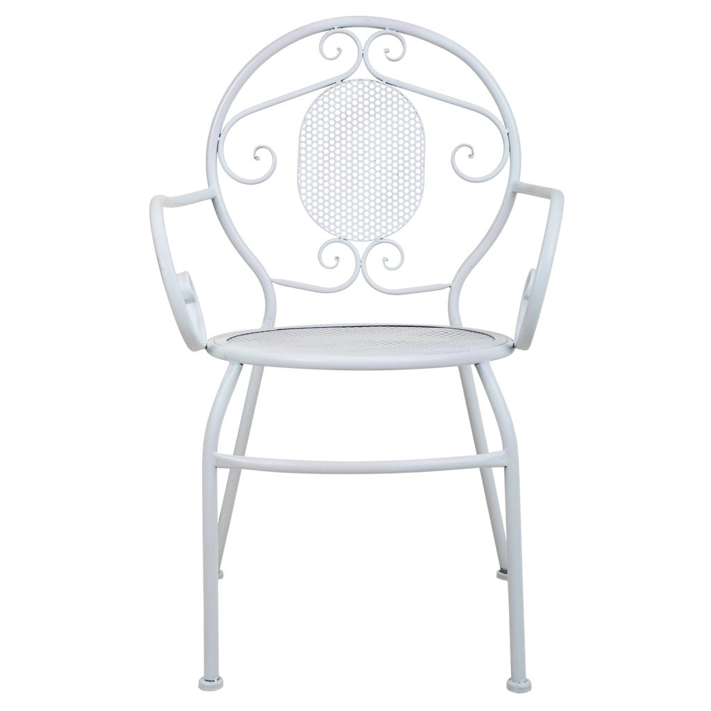 Poltrona in ferro battuto bianco 58x54x88h
