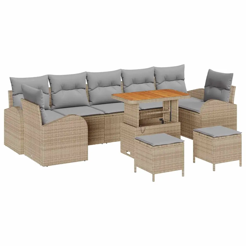 Set Divano da Giardino con cuscino 10 pcs Beige e Grigio Chiaro 3364332
