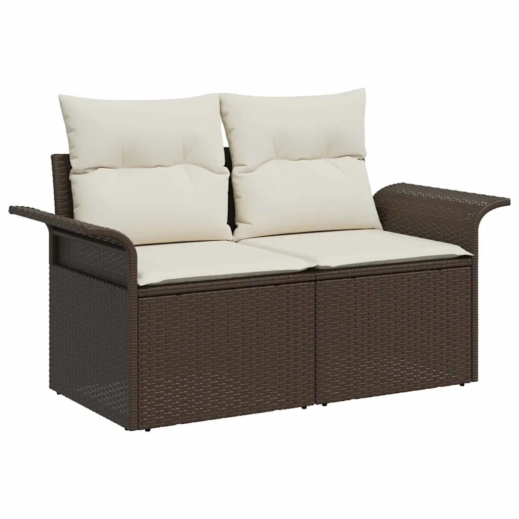 Set Divano da Giardino 4 pz | Set Salotto da Giardino Marrone polyrattan