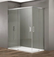 Box doccia angolare BASIC apertura al vertice 110x80 cm (105-109/75-80) cromo lucido vetro trasparente