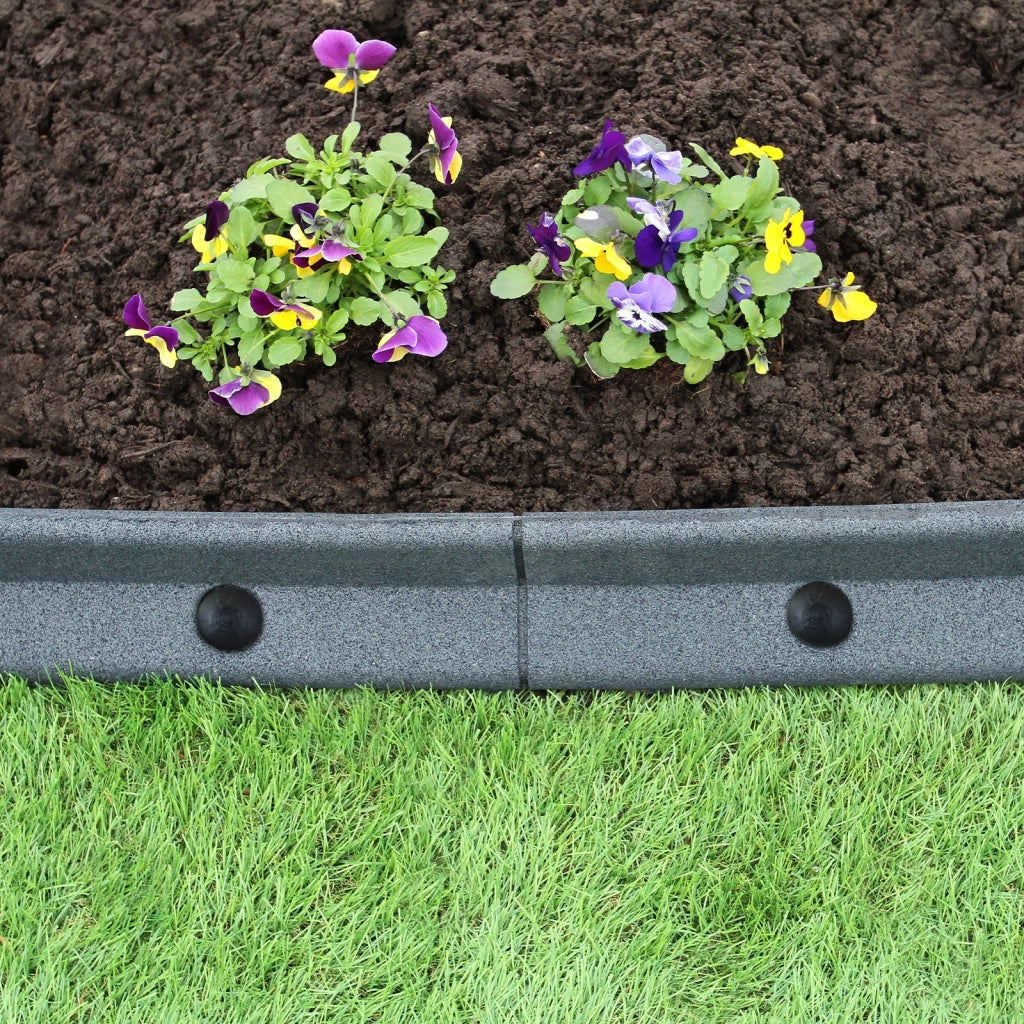 Bordatura per Aiuole Bordo Prato da Giardino Palizzata Flessibile fino a 70° in Gomma Resistente agli UV Pezzi da 1.2m - Grigio - 4 pezzi