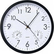 Orologio da Parete, 30 cm, Orologio da Parete in Quercia senza Scatto, Resistente ai Cambiamenti di Temperatura con Termometro e Umidometro, Orologio da Parete Idrogrado per Esterno, Orologio da Parete per Giardino, Orologio da Parete Grande