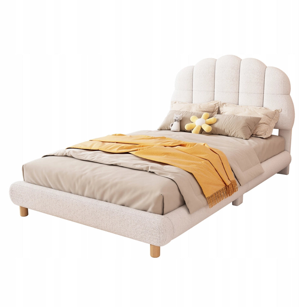 Letto per bambini 90x200 - Xylo - Bianco in velluto senza materasso