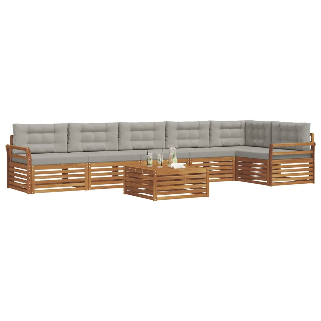 Set di divani da esterno 7 pcs Grigio Naturale e Chiaro 3373581