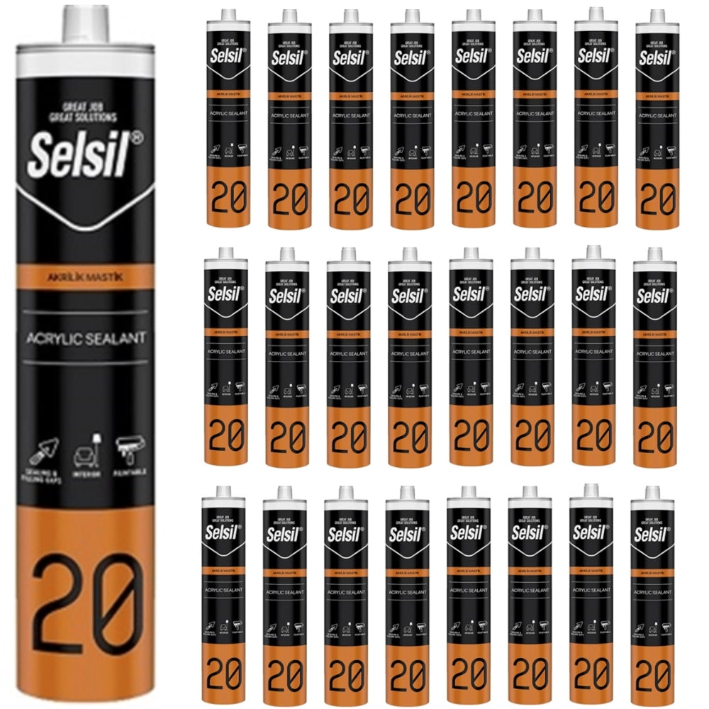 Kit 25 pezzi silicone acrilico verniciabile bianco impermeabilizzante 310 ml