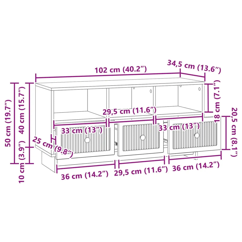 Mobile TV con cassetto-Credenza per TV Grigio Cemento 102 x 34,5 x 50 cm 687771