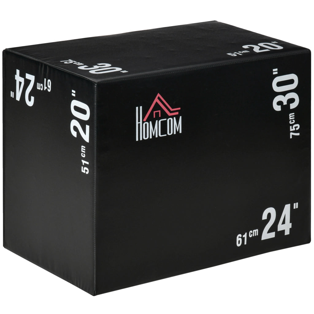 Plyo Box 3 in1 a 3 Altezze, Jumping Box Pliometrico Capacit¨¤ 120kg, 75x51x61cm, Nero